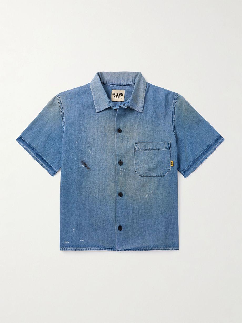 Bartz Paint-Splattered Embroidered Cotton-Chambray Shirt by GALLERY DEPT.