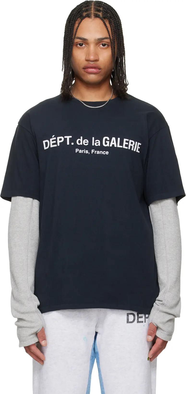 Black French Logo Lux T-shirt by GALLERY DEPT.