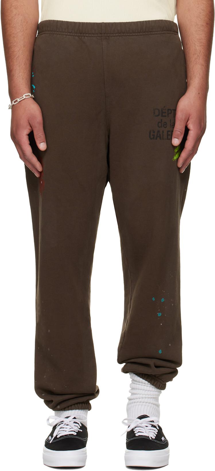 Brown GD French Logo Sweatpants by GALLERY DEPT.