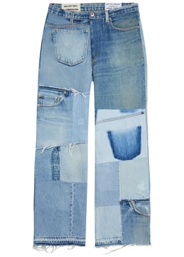 Mixed-denim straight-leg jeans by GALLERY DEPT.