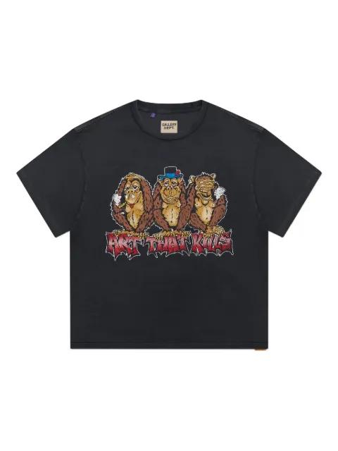 See No Evil monkey-print cotton T-shirt by GALLERY DEPT.