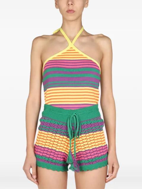 striped halter-neck top by GALLO