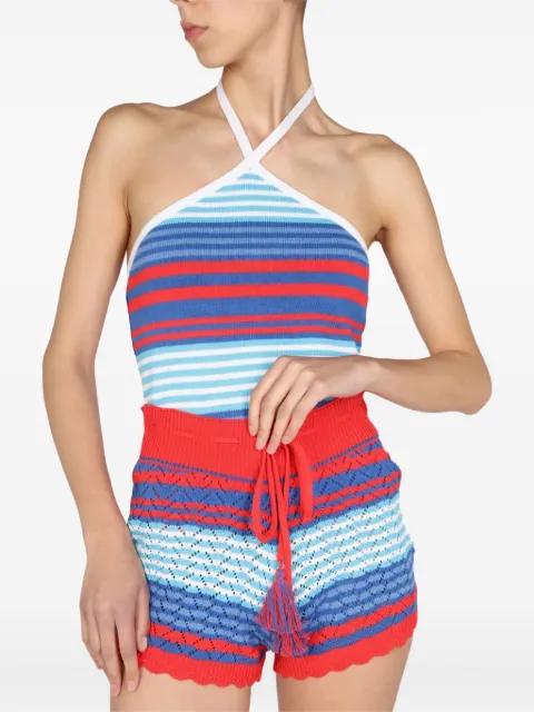 striped halter-neck top by GALLO