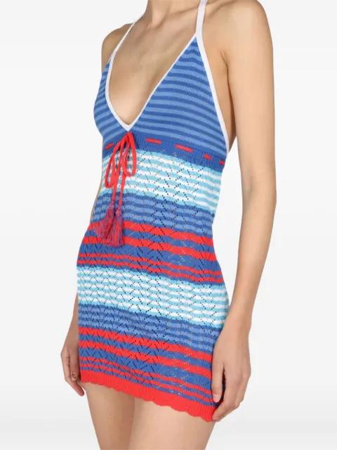 striped tassel-detail mini dress by GALLO