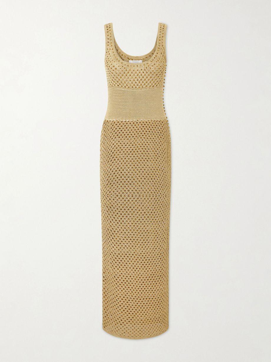Vento crystal-embellished crocheted midi dress by GALVAN