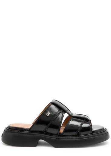 40 patent faux leather sliders by GANNI