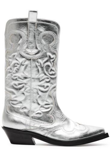 50 metallic leather cowboy boots by GANNI