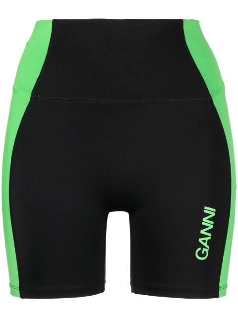 Active high-waist cycling shorts by GANNI
