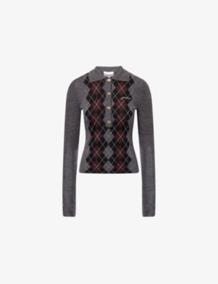 Argyle Polo Wool Jumper by GANNI