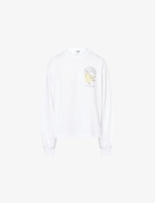 Banana-Print Long-Sleeves Cotton-Jersey T-Shirt by GANNI