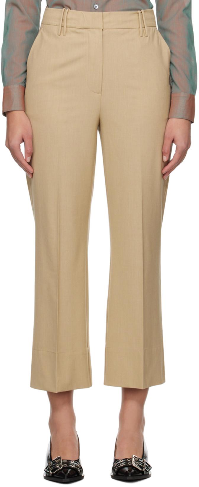 Beige Cropped Trousers by GANNI