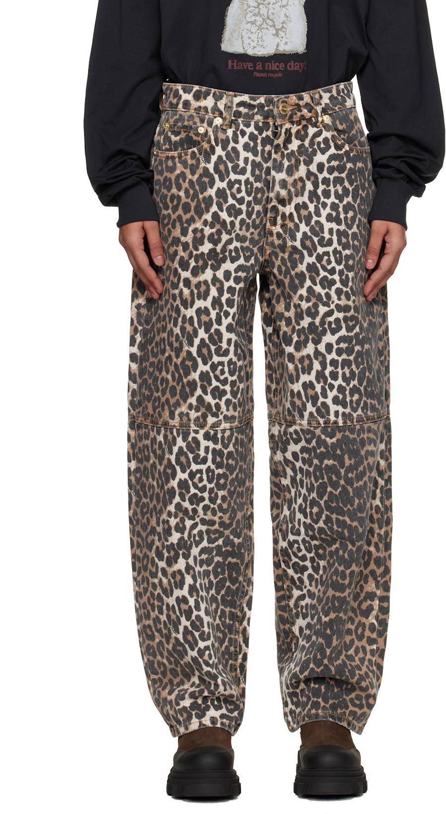 Beige Leopard Printed Stary Jeans by GANNI