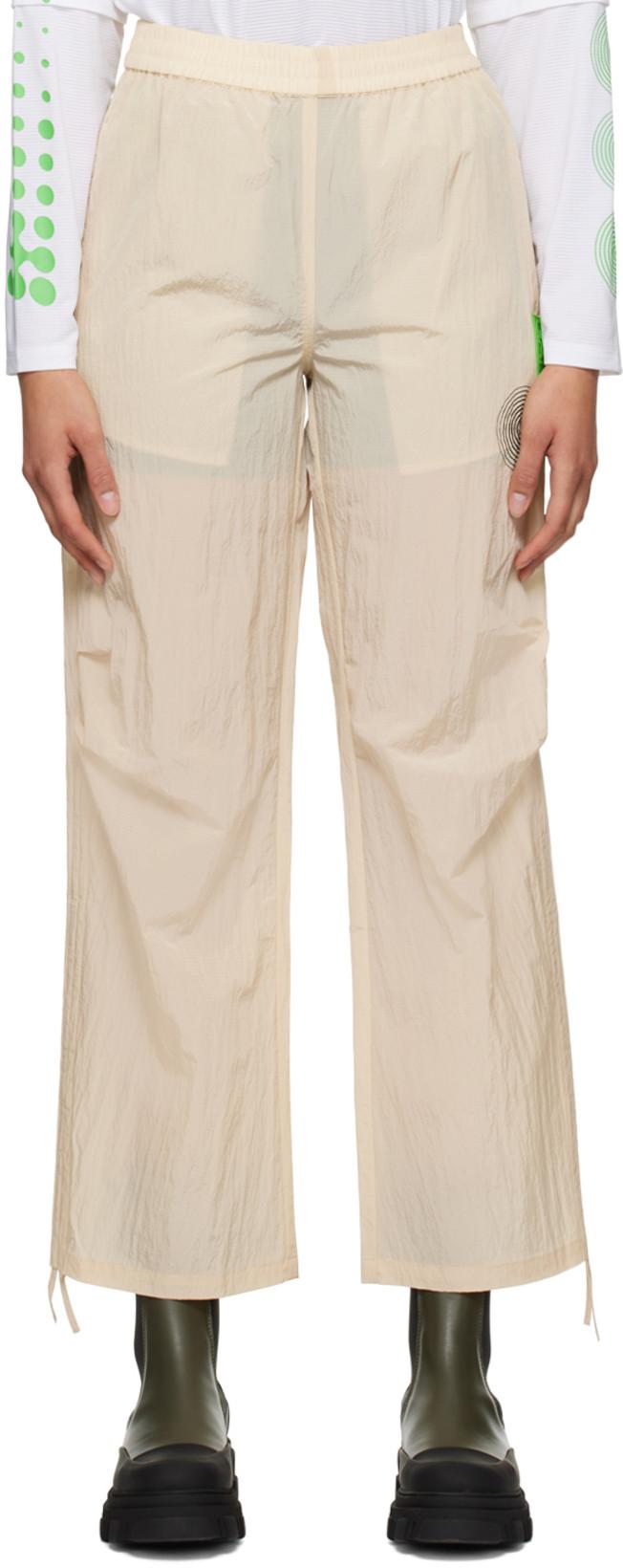 Beige Light Tech Drawstring Pants by GANNI