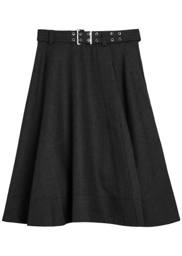 Belted twill midi wrap skirt by GANNI