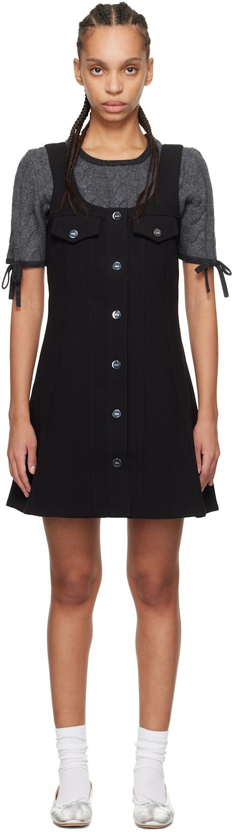 Black Bonded Crepe Minidress by GANNI