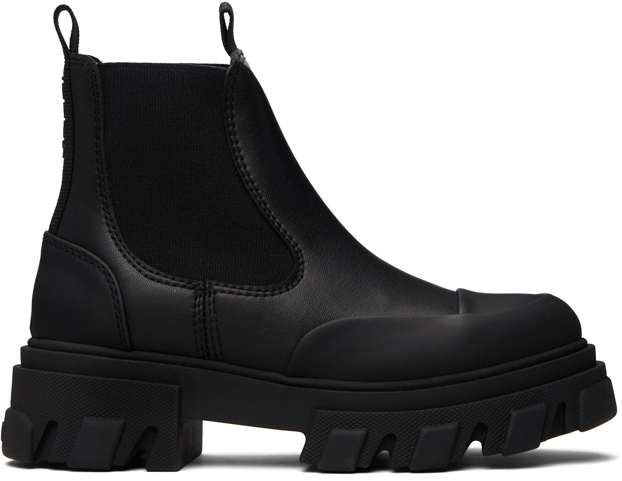 Black Cleated Low Chelsea Boots by GANNI
