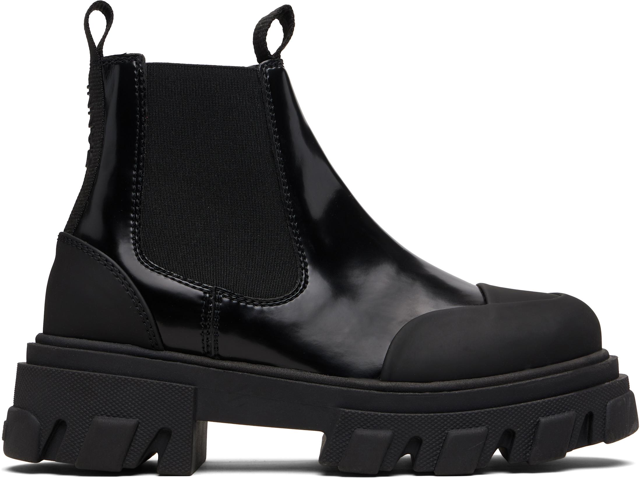 Black Cleated Low Chelsea Boots by GANNI