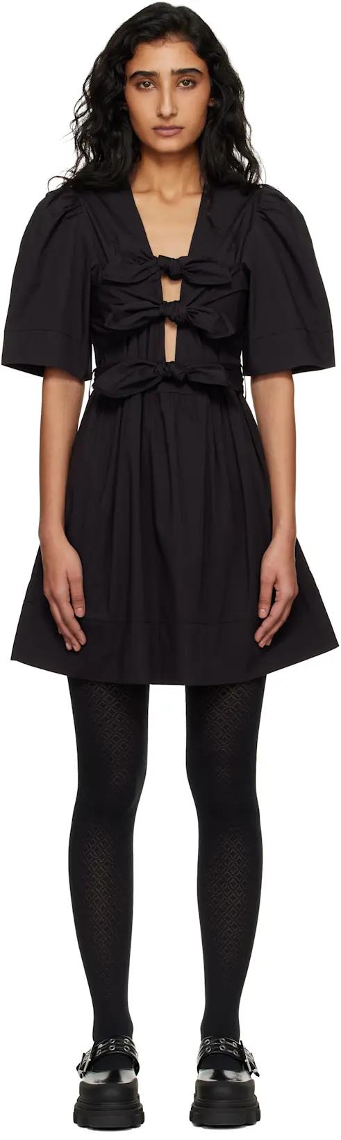 Black Cotton Minidress by GANNI