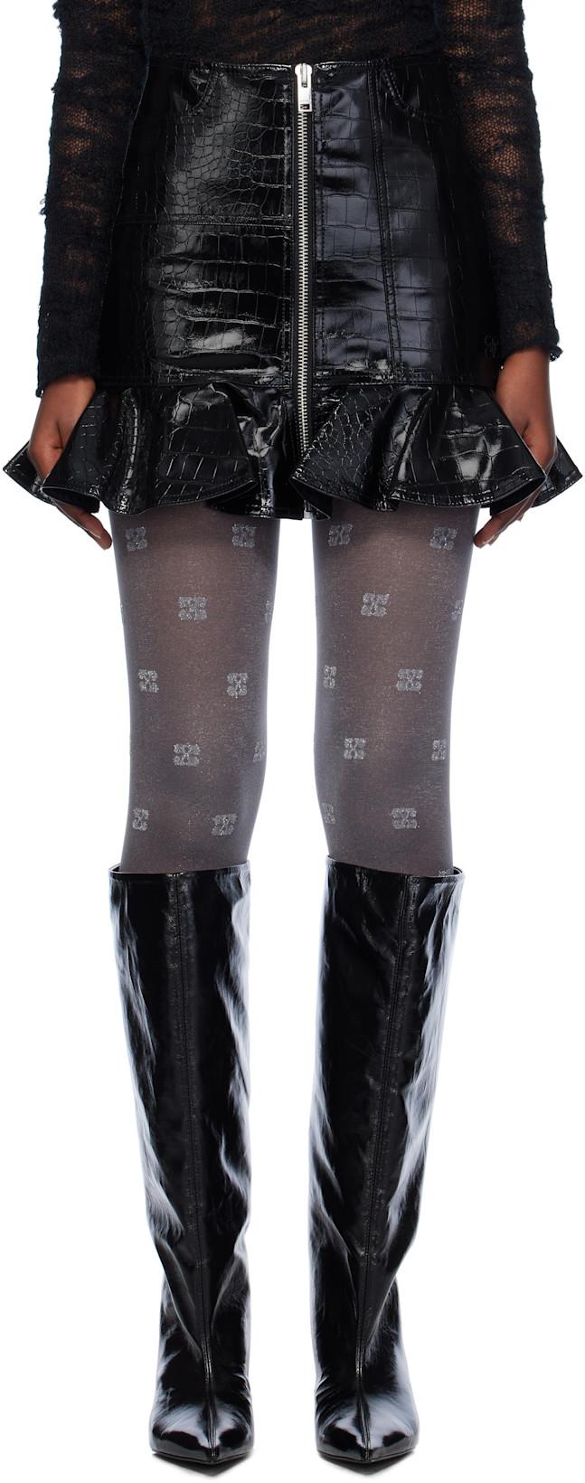 Black Future Coated Faux-Leather Miniskirt by GANNI