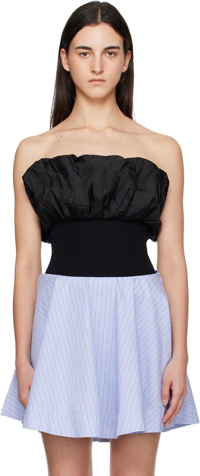 Black Melange Knit Tube Top by GANNI