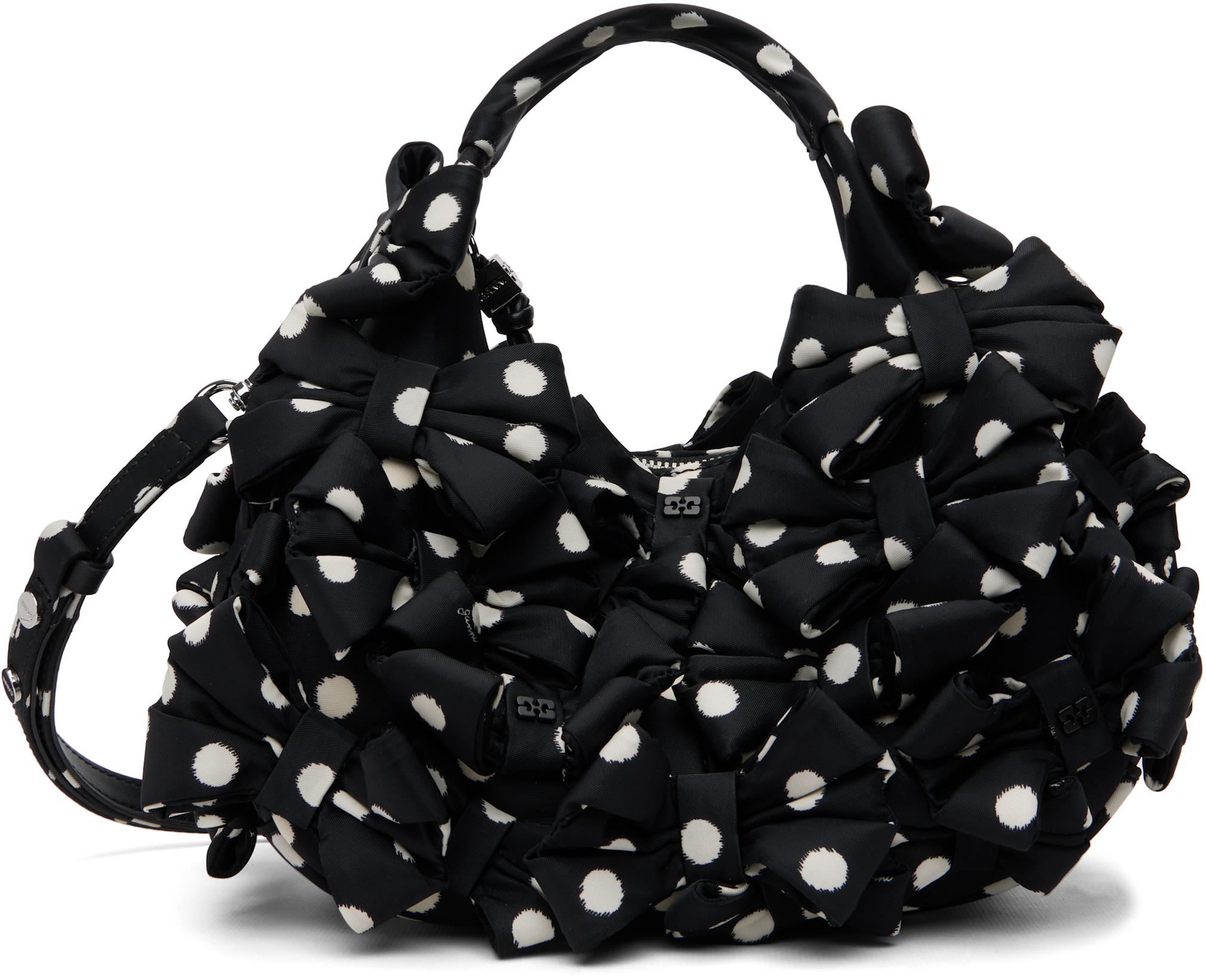 Black Mini Multi Bow Satin Print Bag by GANNI