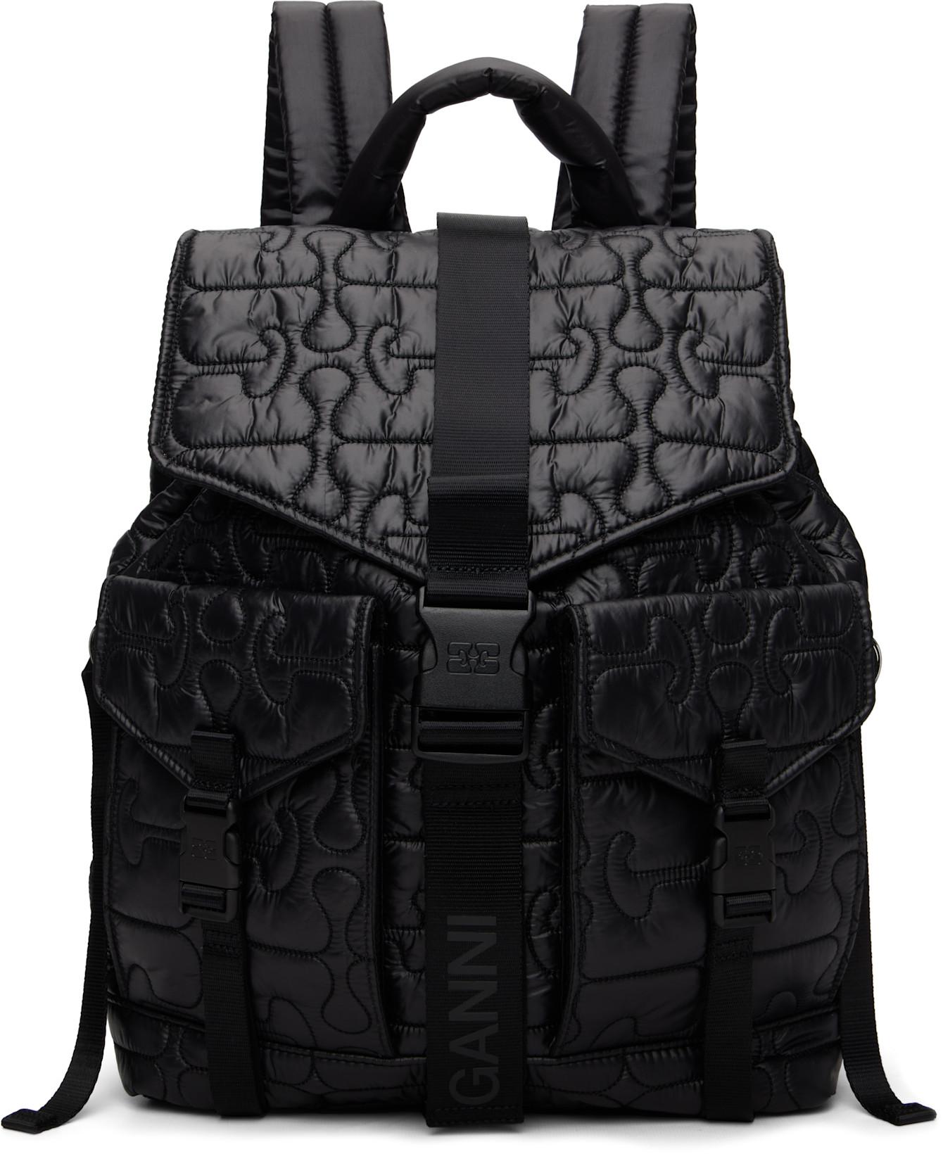 Black Quilted Re-Tech Backpack by GANNI