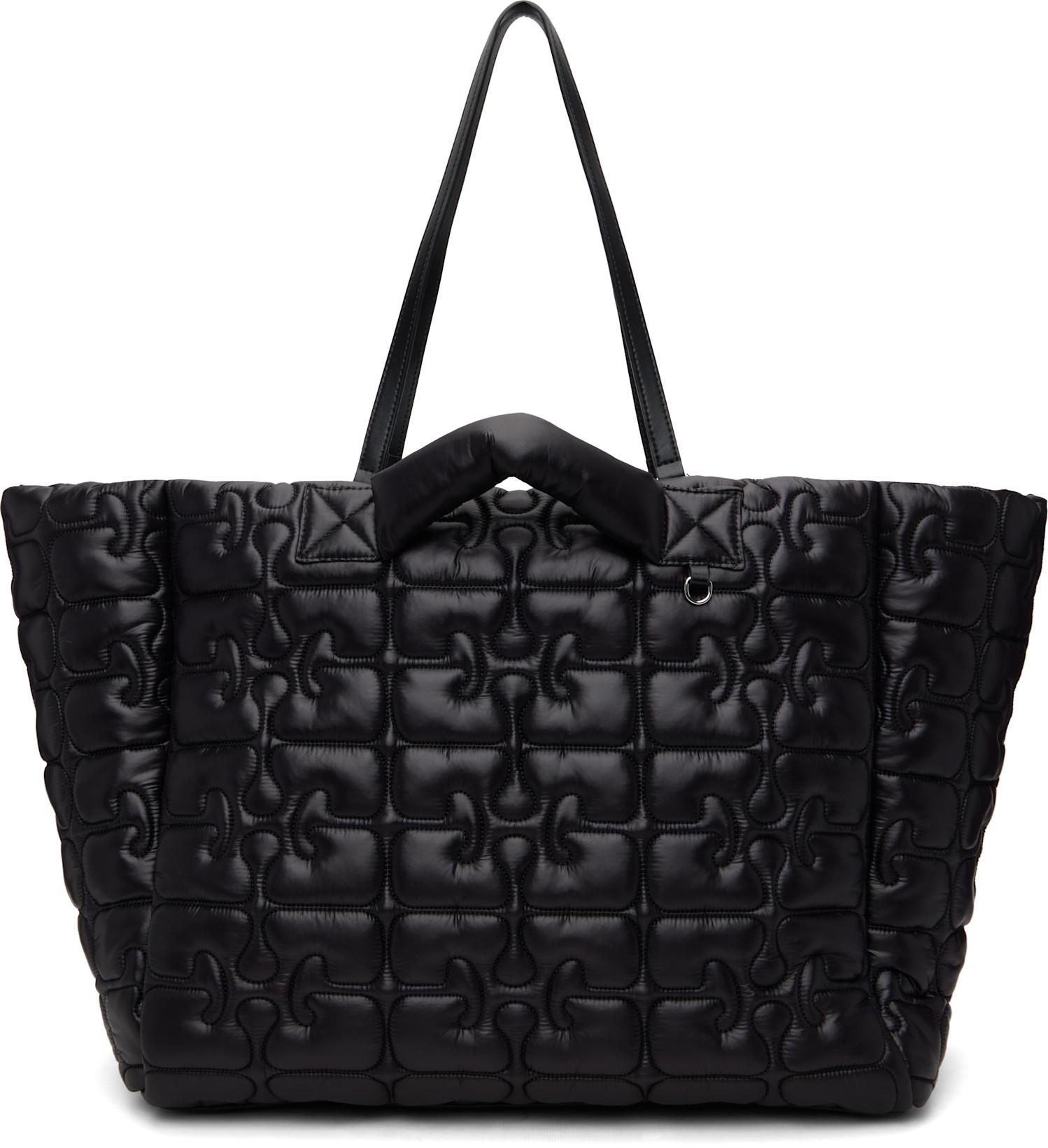 Black Quilted Re-Tech XXL Tote by GANNI
