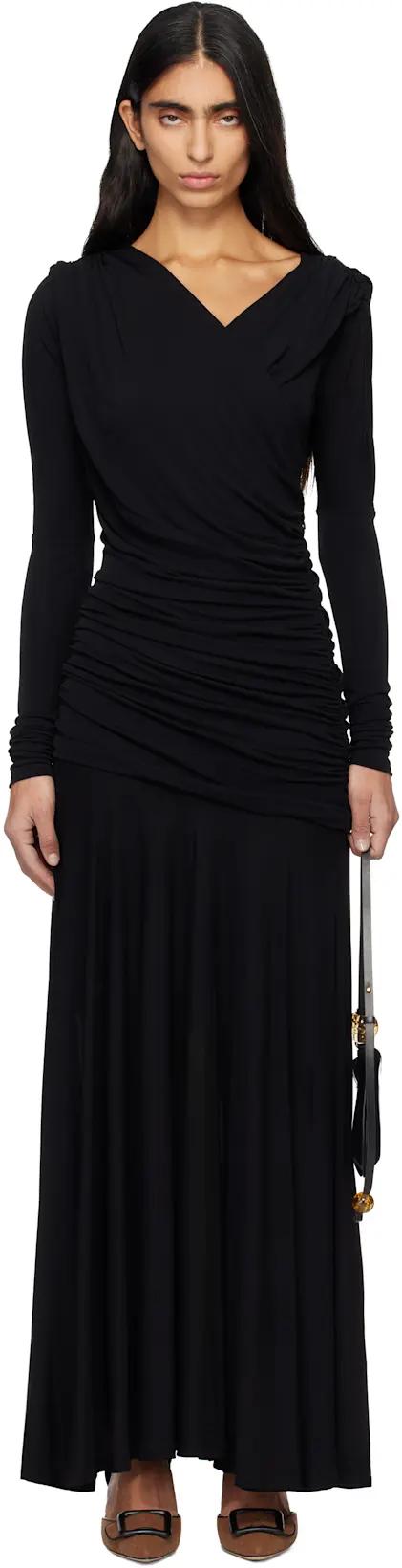 Black Ruched Maxi Dress by GANNI