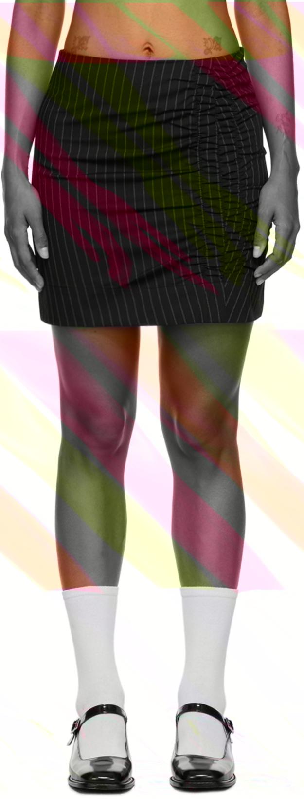 Black Ruched Miniskirt by GANNI
