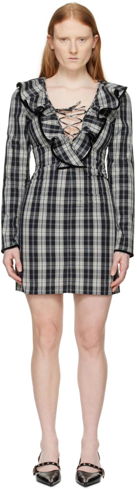 Black Ruffle Minidress by GANNI