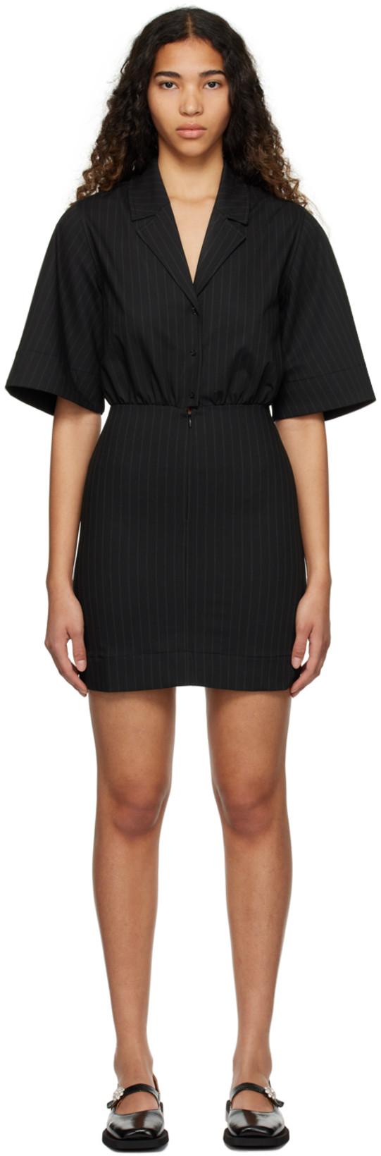 Black Stripe Minidress by GANNI