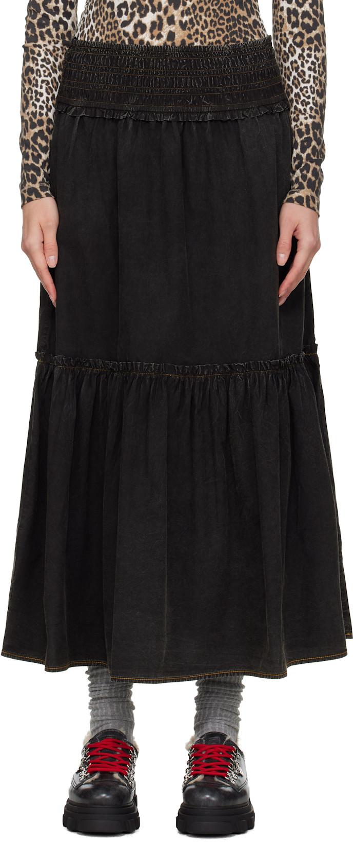 Black Washed Smock Maxi Skirt by GANNI Black Washed Smock Maxi Skirt by GANNI