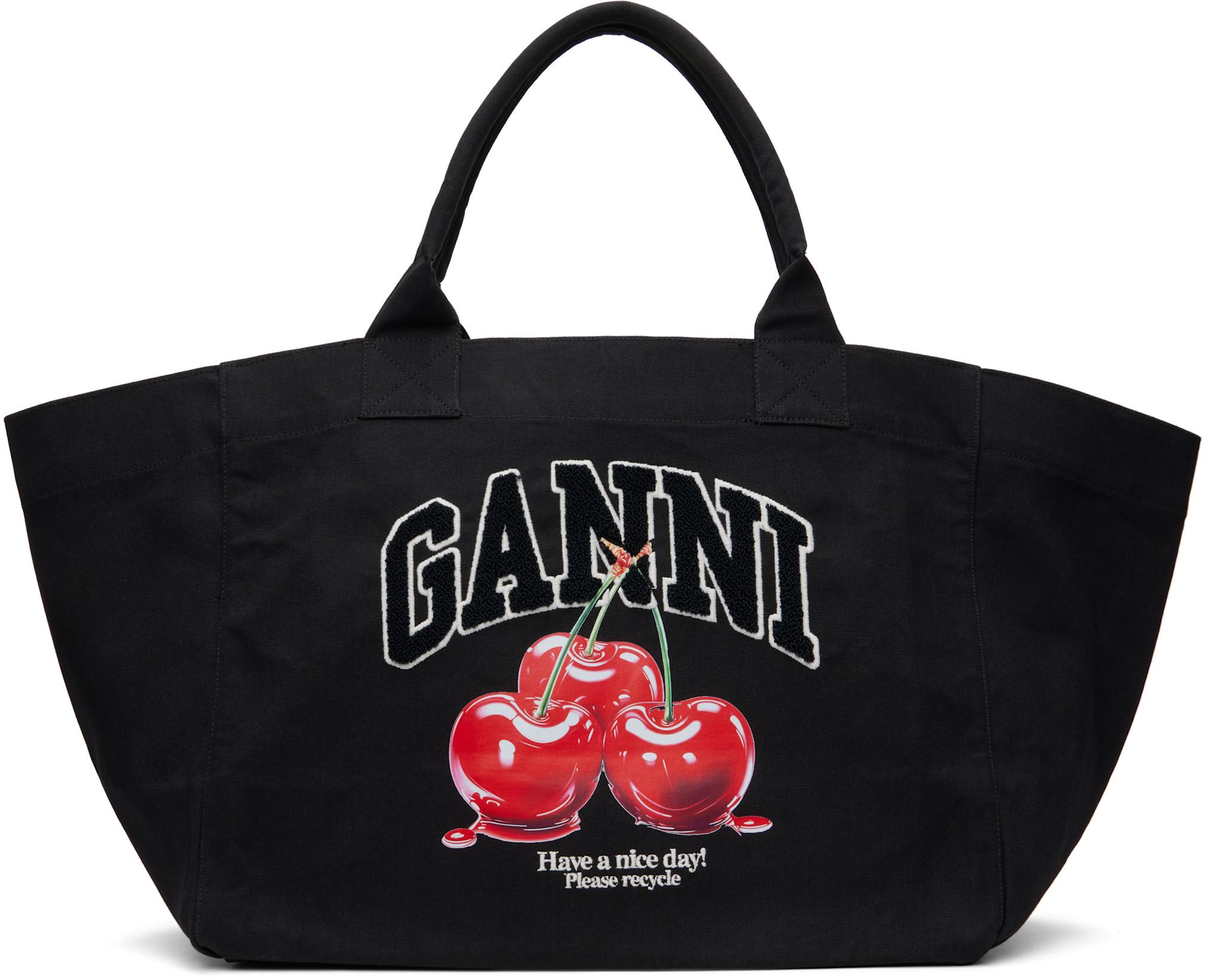 Black XXL Cherry Tote by GANNI