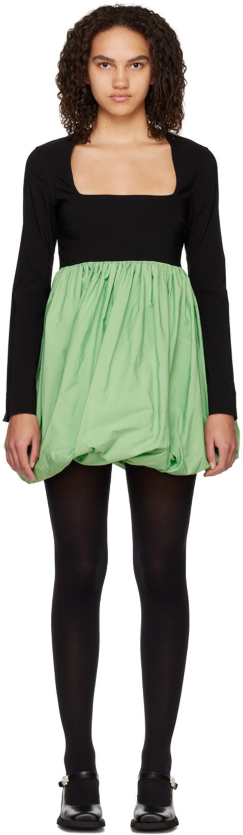 Black & Green Balloon Minidress by GANNI