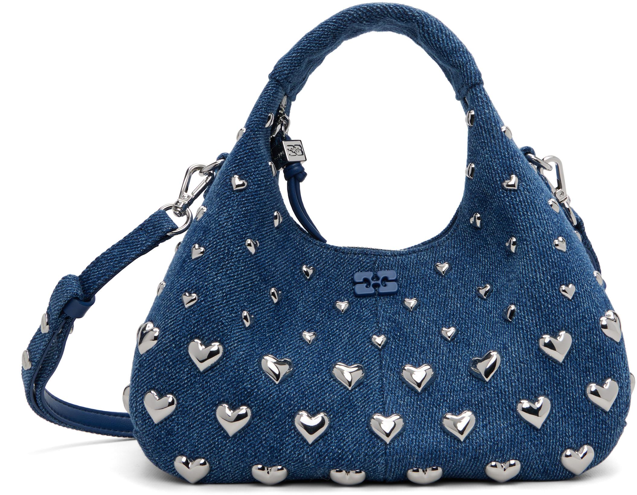 Blue Denim Stud Mini Bag by GANNI