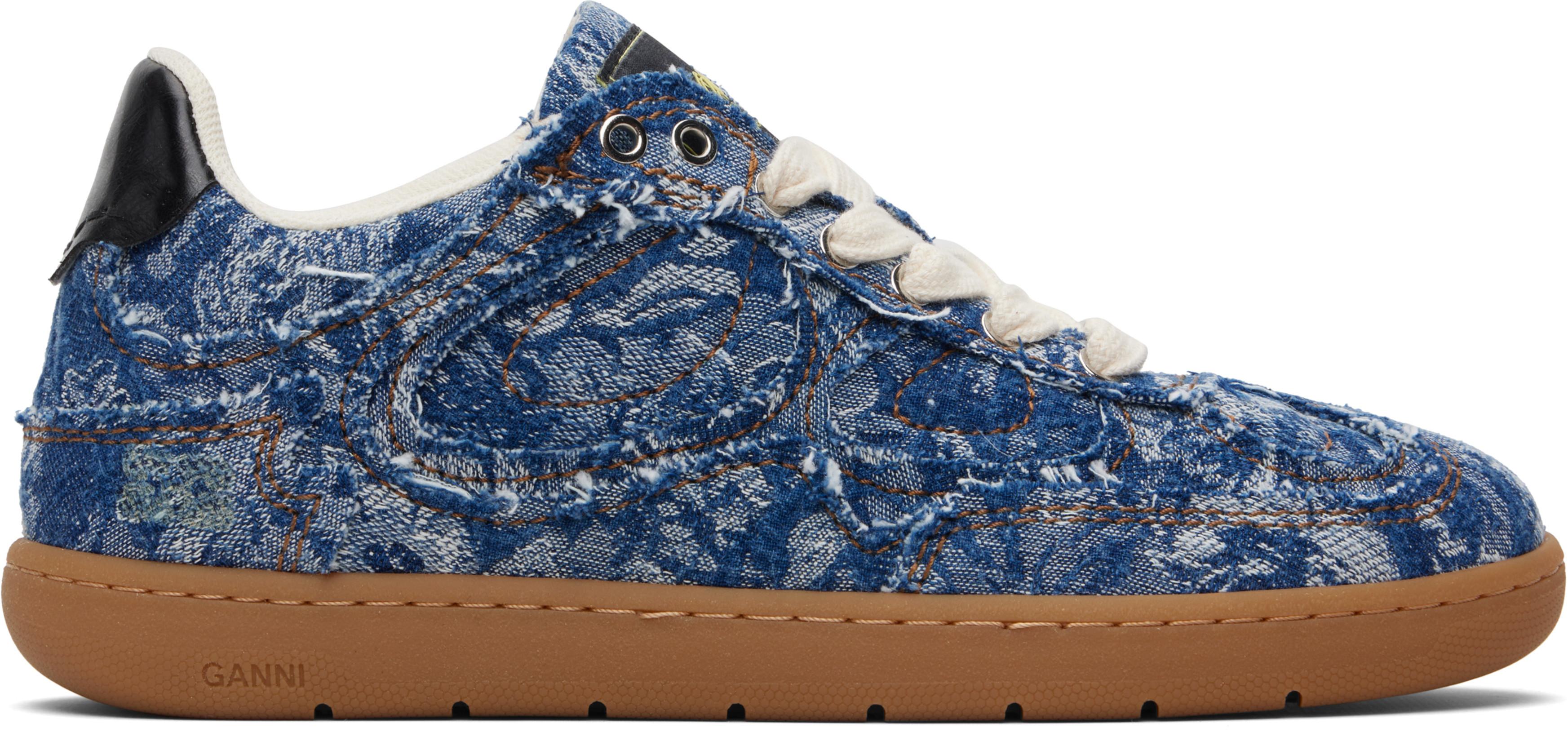 Blue Denim Tapestry Sneakers by GANNI