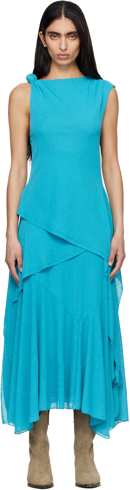 Blue Marl Mesh Maxi Dress by GANNI