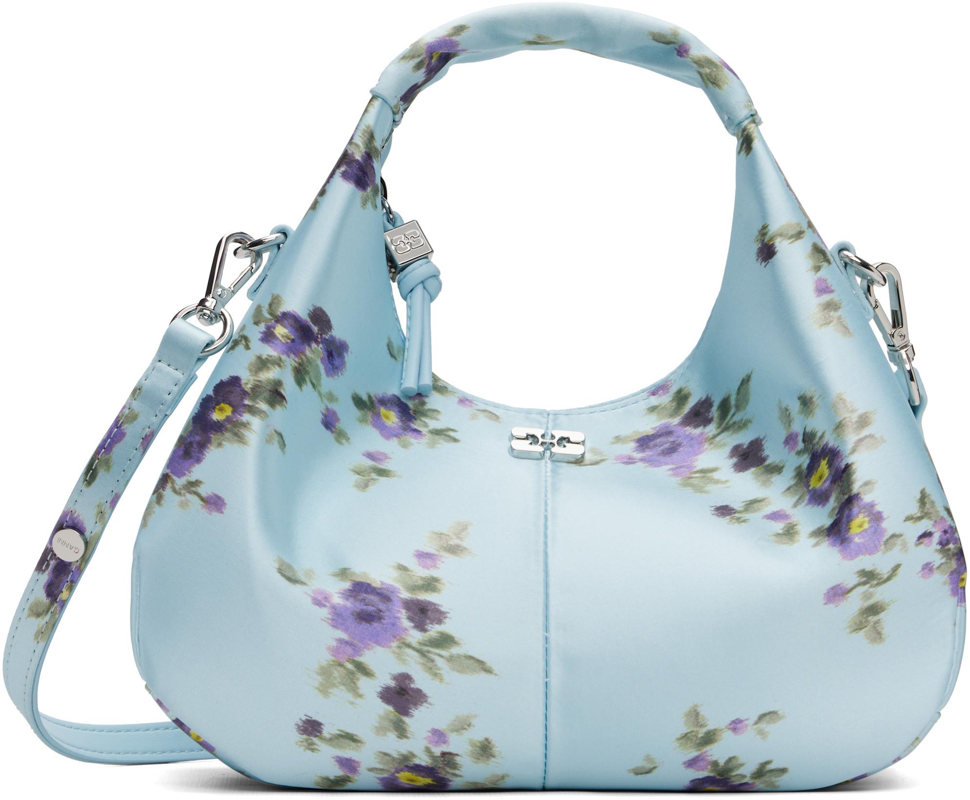 Blue Printed Satin Mini Bag by GANNI