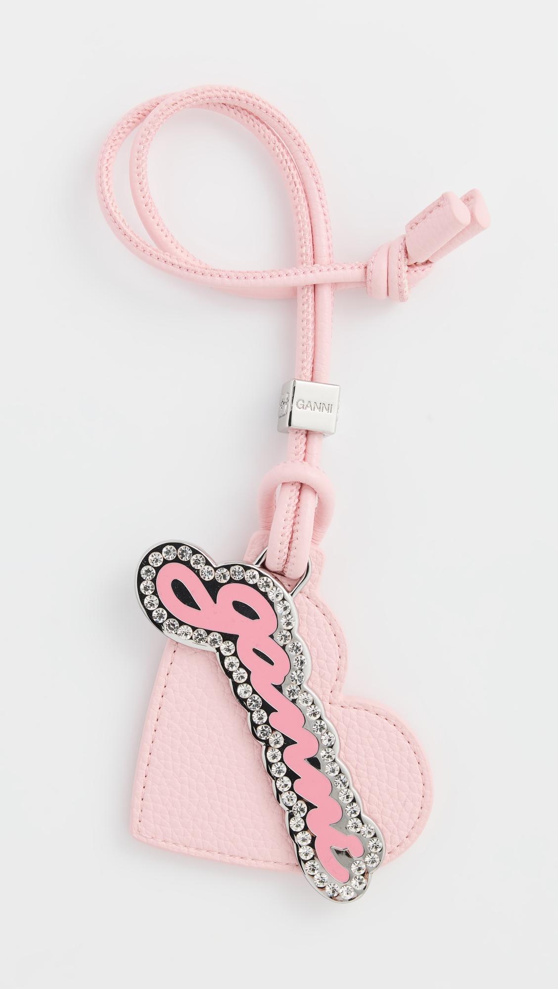 Bou Heart Mirror Printed Grained Key Chain by GANNI