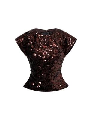 Bow-Embroidered Sequin-Embellished Velvet Top by GANNI