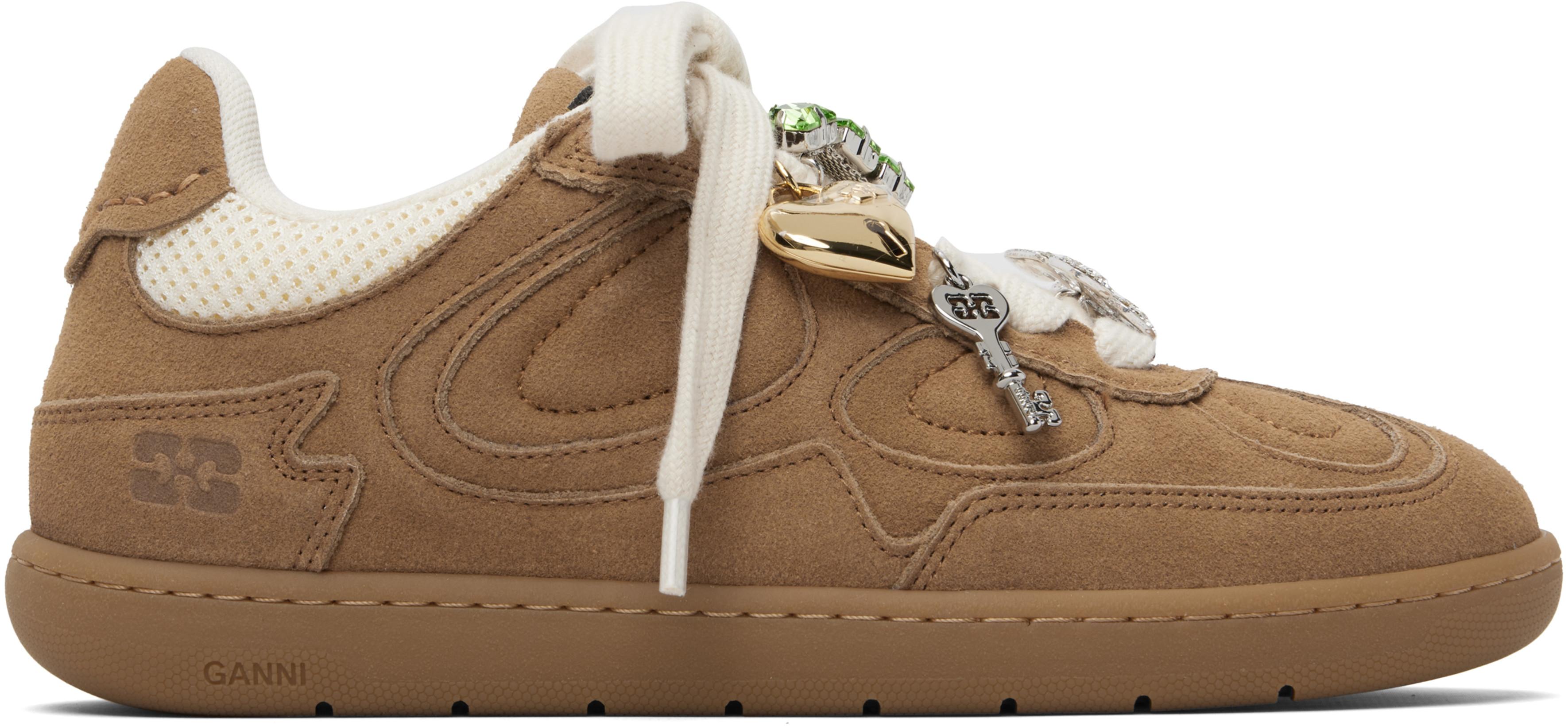 Brown Recycled Suede Sneakers by GANNI