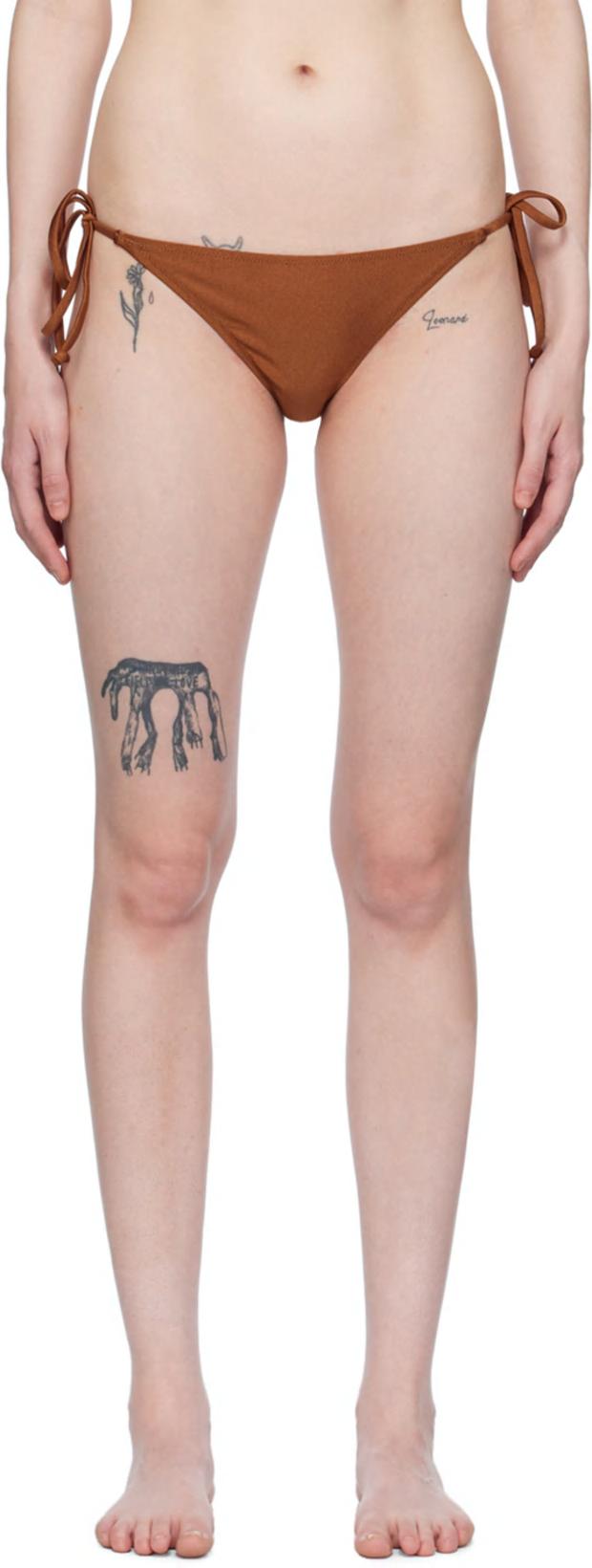 Brown String Bikini Bottoms by GANNI