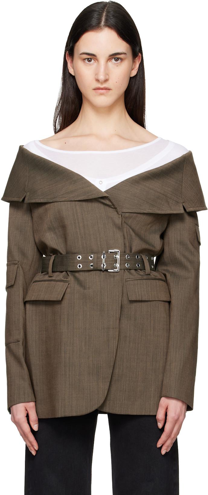 Brown Wool Blazer by GANNI