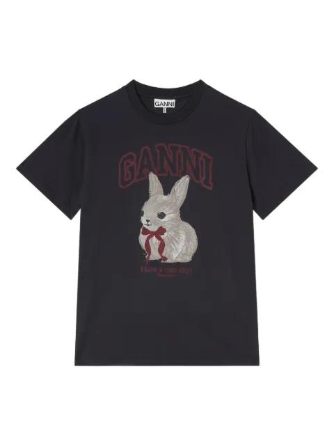 Bunny-print cotton T-shirt by GANNI