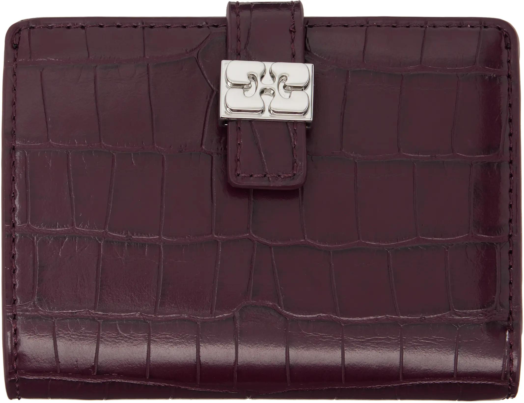Burgundy Sue Slim Flap Wallet by GANNI