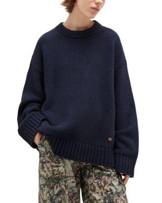Chunky Mixed Wool-Blend Crewneck Sweater by GANNI