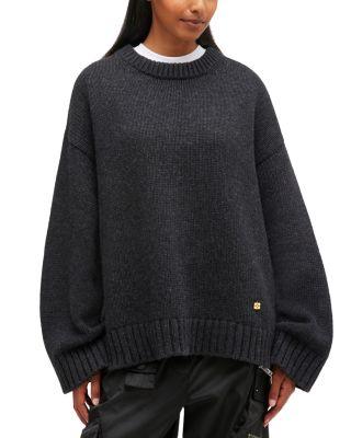 Chunky Mixed Wool-Blend Crewneck Sweater by GANNI