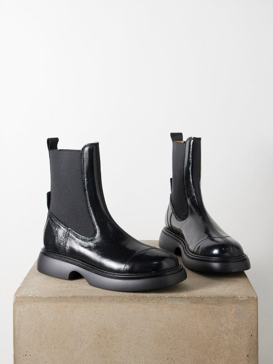 Chunky faux-leather Chelsea boots by GANNI