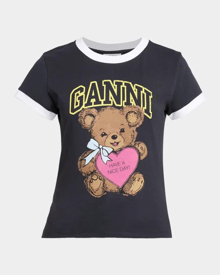 Cotton-Jersey Logo Ringer Tee by GANNI