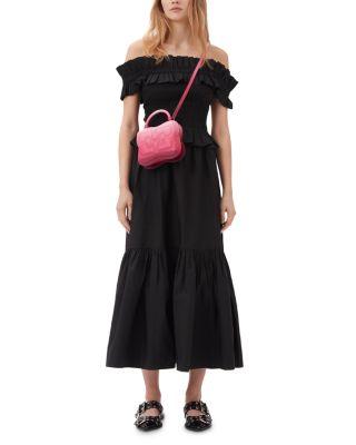 Cotton Poplin Maxi Flounce Skirt by GANNI